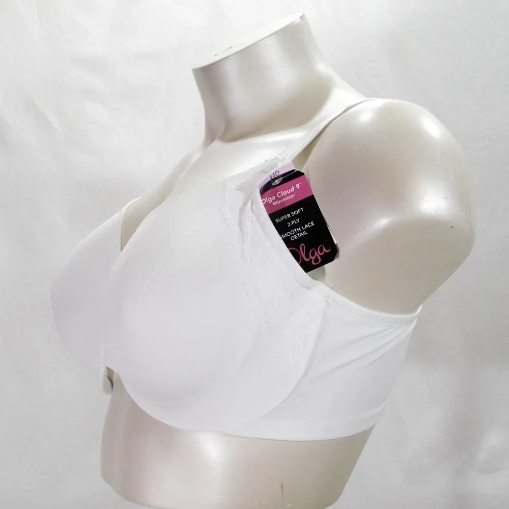 40DD Olga GI8961A Cloud 9 Underwire‎ 2-Ply Minimizer Bra White NWT